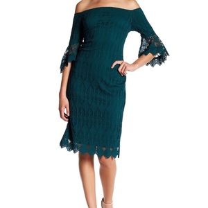 Sharagano Off The Shoulder Lace Dress